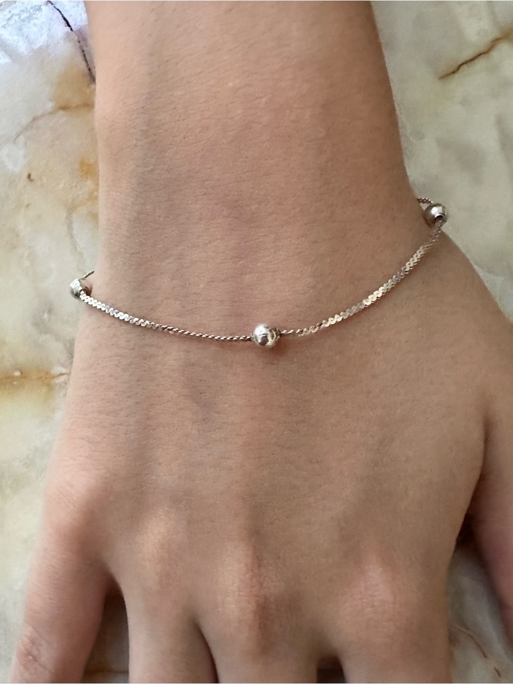 925 Sterling Silver Bead Chain Bracelet